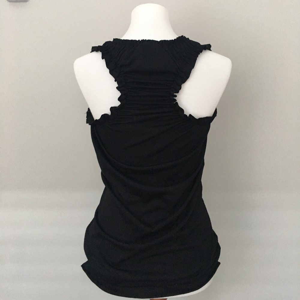 Black Ruffle Raceback Tank Top Size Small - Picture 6 of 8